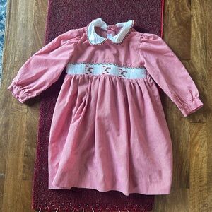 Christmas Red Gingham Smocked Candy Cane Dress size 2 Vintage